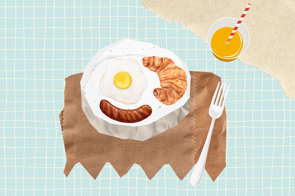 Editable breakfast, cute collage element design