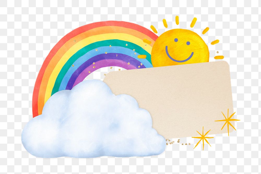 Happy sun notepaper element, editable weather collage design