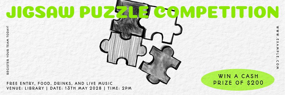 Jigsaw puzzle competition email header template, editable text & design