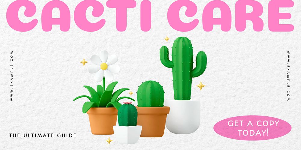 Cacti care book Twitter ad template, editable text