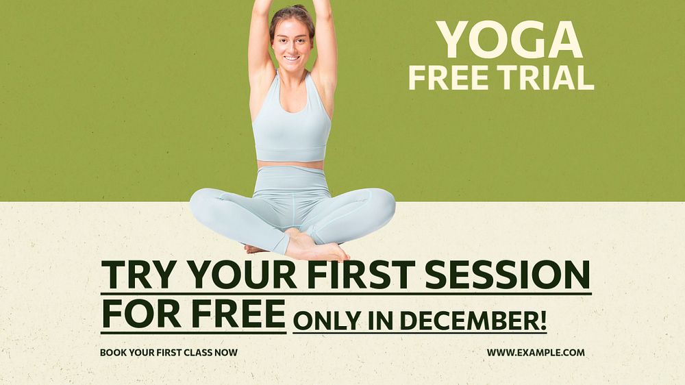 Yoga free trial blog banner template, editable text & design