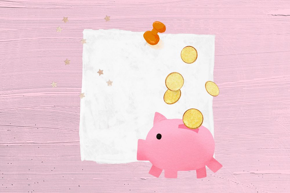 Editable piggy bank note paper, finance collage design