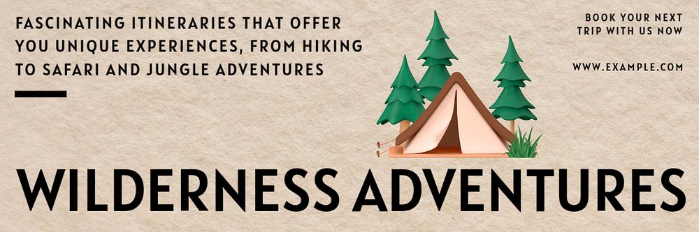 Wilderness adventures email header template, editable text & design