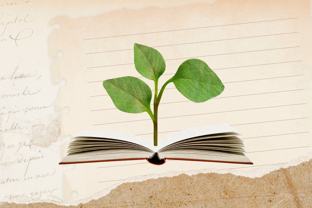 Growing sprout education background, editable vintage paper design