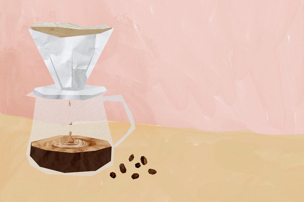 Editable drip coffee background, paper collage element design