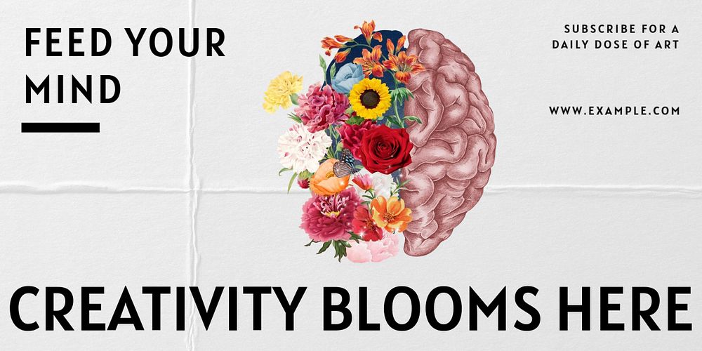 Creativity blooms here Twitter ad template, editable text