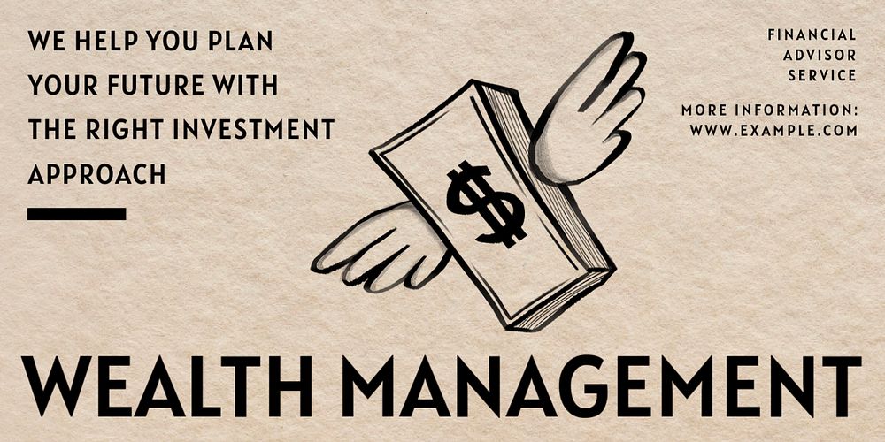 Wealth management Twitter ad template, editable text