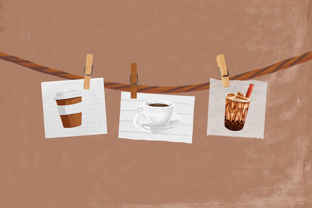 Editable hanging coffee images, collage design