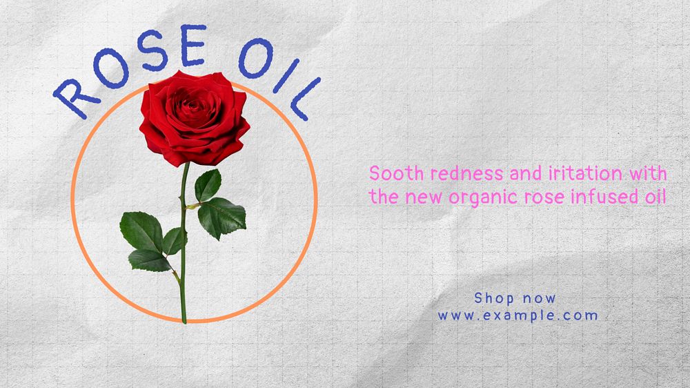 Rose oil blog banner template, editable text & design