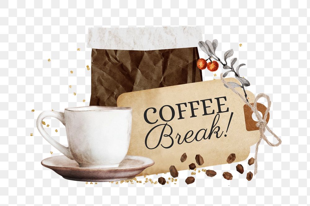 Coffee break word element, editable aesthetic collage design