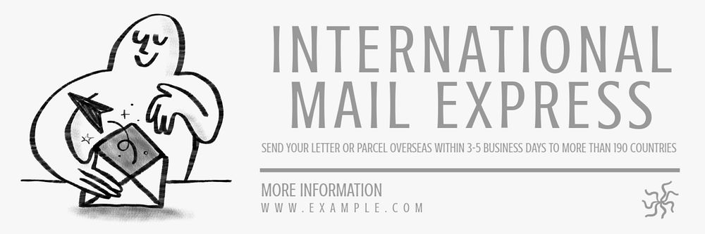 International mail express email header template, editable text & design