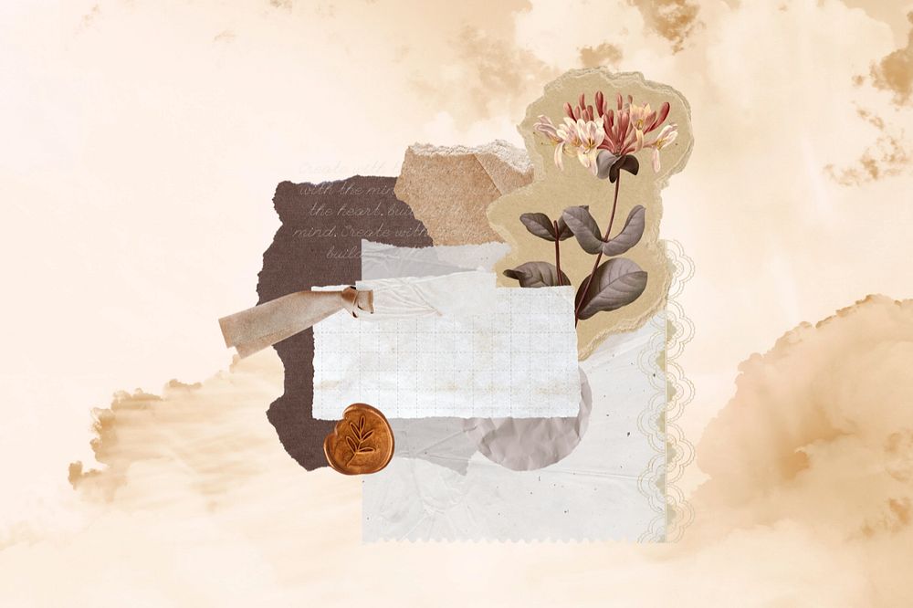 Aesthetic Autumn background, paper craft collage element remix design