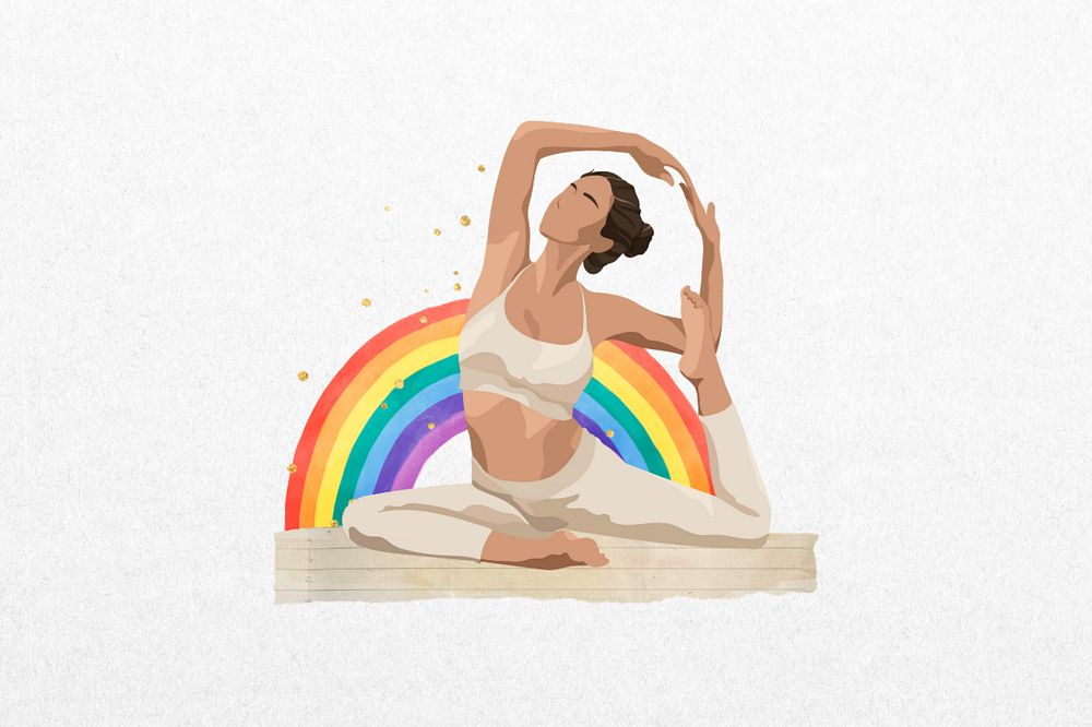 Aesthetic yoga woman, editable wellness collage design