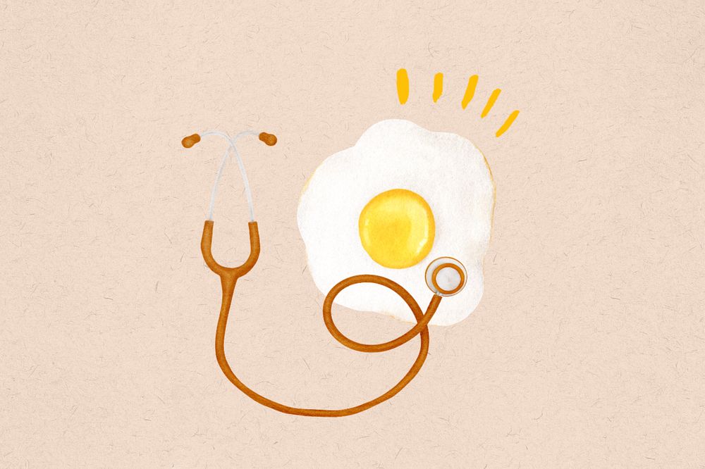 Sunny-side up egg, editable cute collage element design