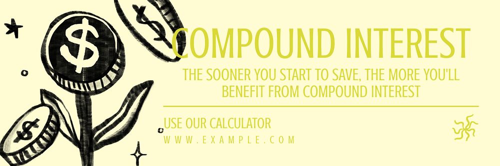 Compound interest email header template, editable text & design