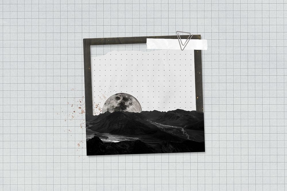 Sci-fi aesthetic instant film frame, editable collage element remix design