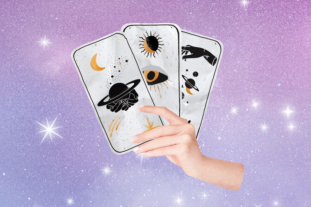 Editable fortune telling, celestial tarot cards collage design