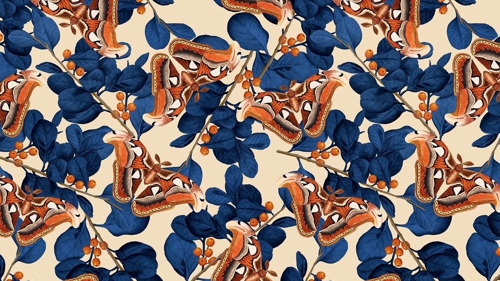 Butterfly seamless pattern computer wallpaper, editable George Shaw's exotic flower design