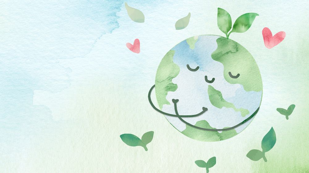 Save the planet desktop wallpaper, editable design