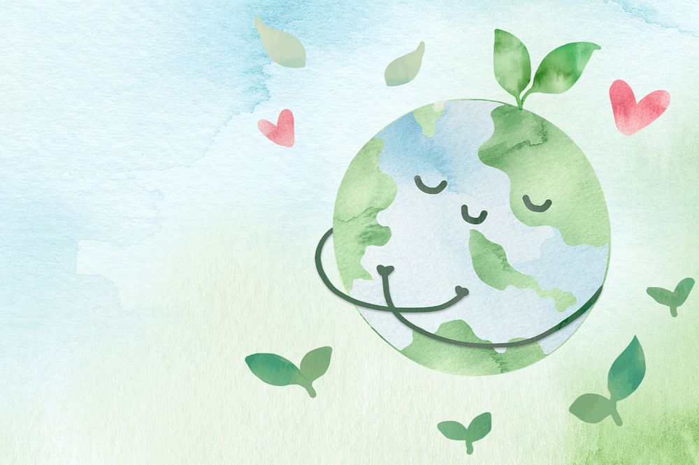 Cute save the world background, editable design