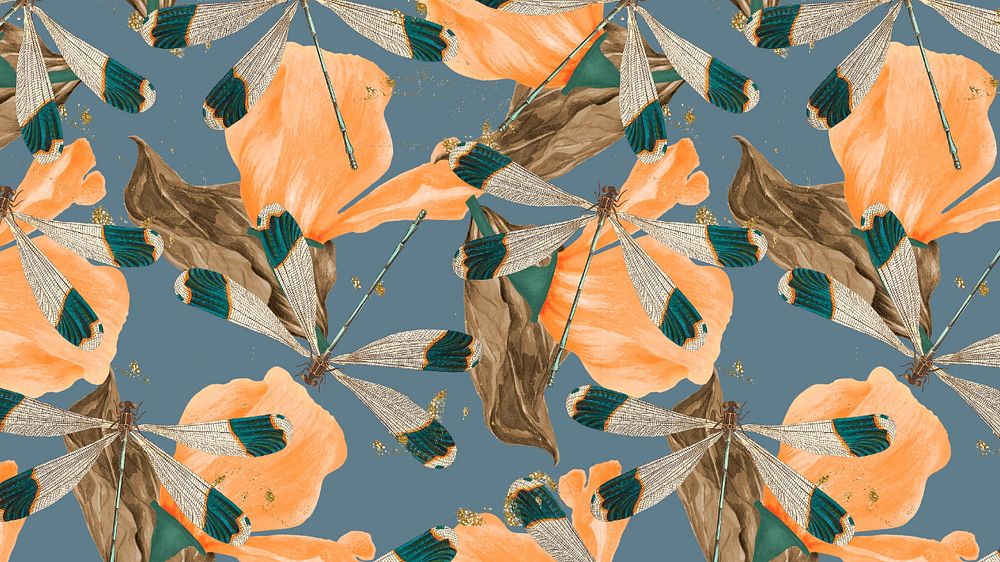 Butterfly seamless pattern computer wallpaper, exotic nature background remix from The Naturalist's Miscellany by George…