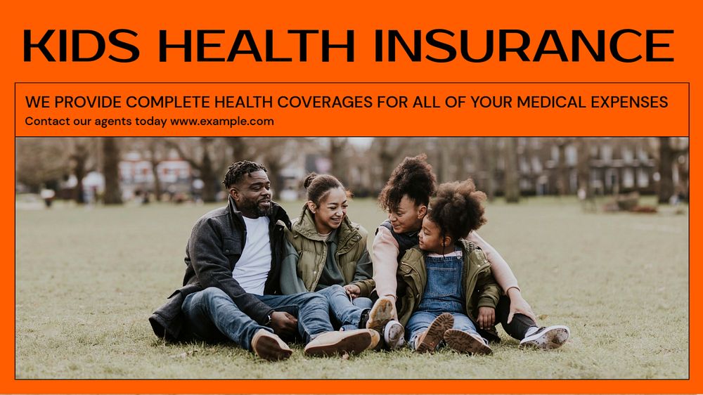 Kids health insurance presentation template, editable colorful design