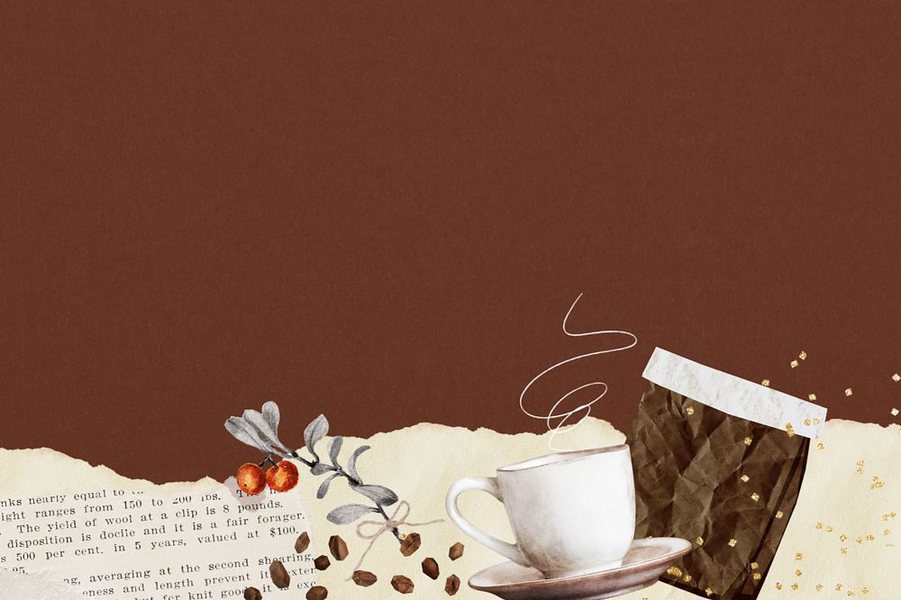 Coffee background, editable ripped paper border design