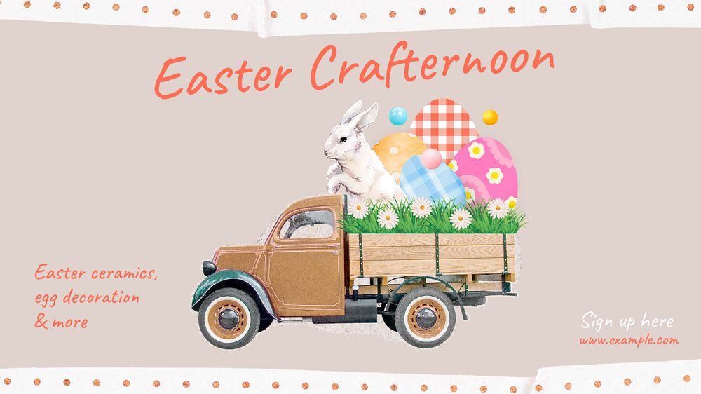 Easter crafternoon blog banner template, editable design