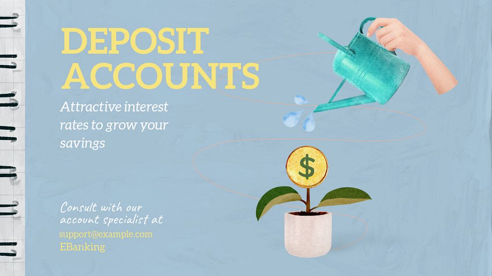 Deposit accounts blog banner template, editable design