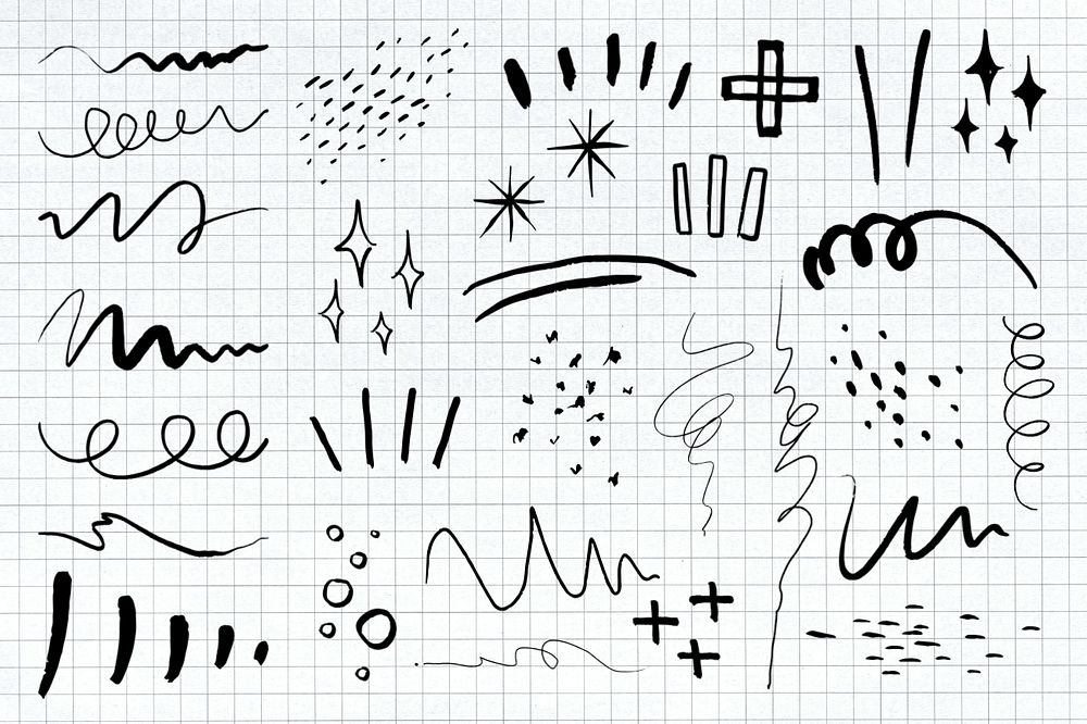 Abstract scribble lines, editable doodle clipart set