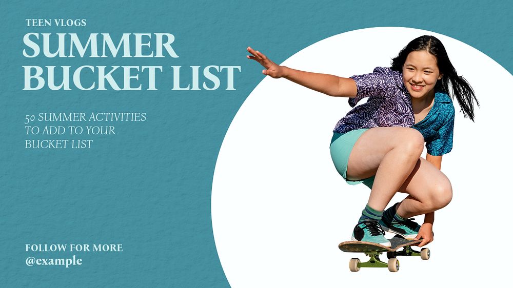 Summer bucket list blog banner template, editable design & text