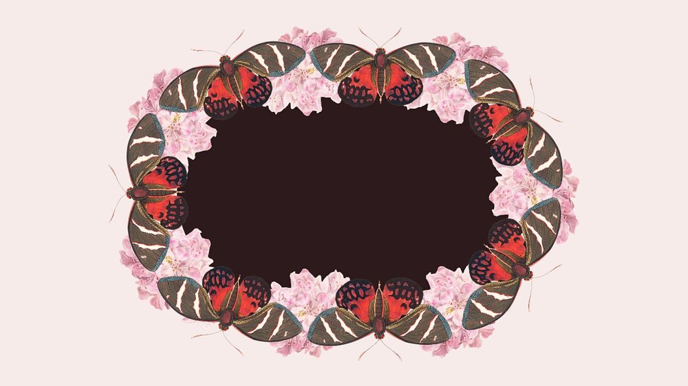 Abstract butterfly frame HD wallpaper, pink background, editable design