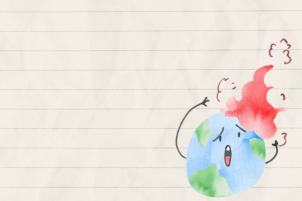 Cute global warming watercolor background, editable design