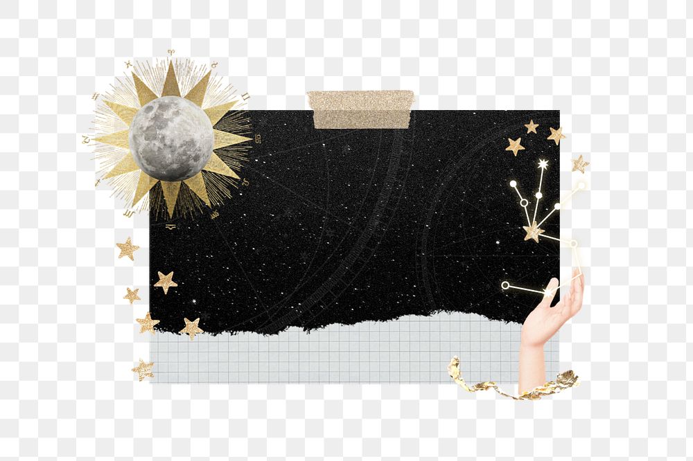 Celestial moon note paper element, editable astrology collage design