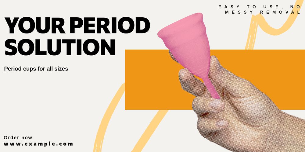 Menstruation cups Twitter ad template, customizable design