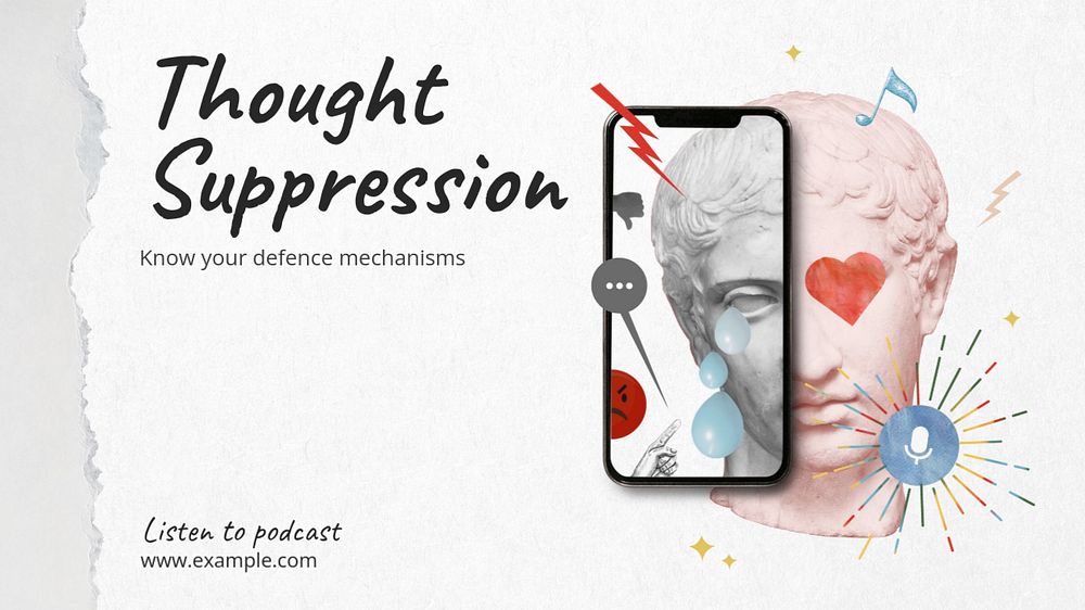 Thought suppression blog banner template, editable design & text