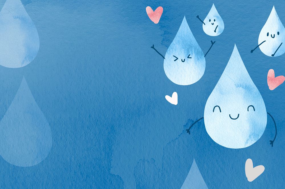 Happy water drop watercolor background, editable design