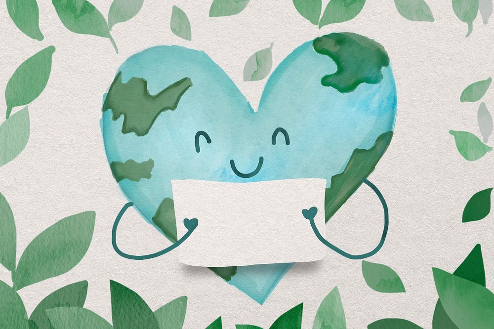 Environmentally friendly watercolor doodle background, editable design