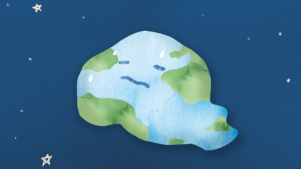 Cute global warming desktop wallpaper, editable design