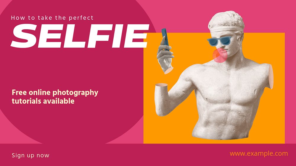 Selfie guide blog banner template, editable design & text