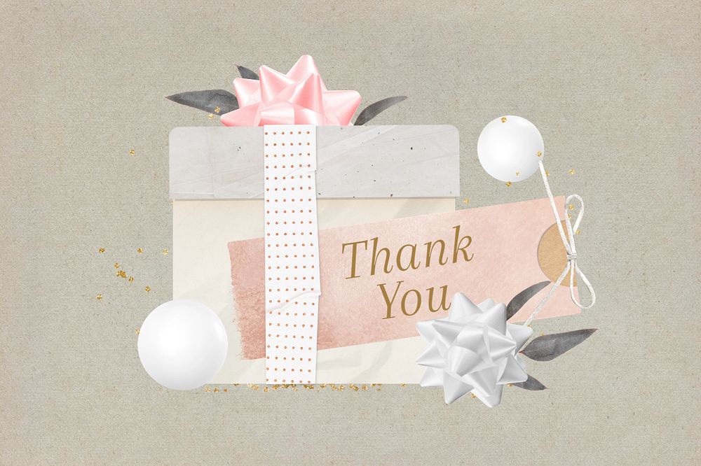 Thank you present, editable celebration collage design