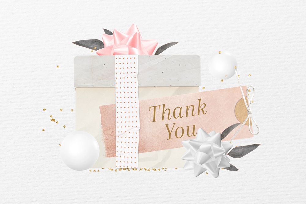 Thank you present, editable celebration collage design