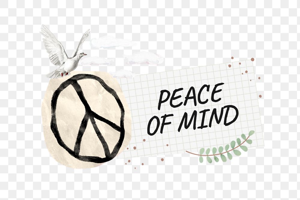 Peace torn paper sticker, freedom collage element