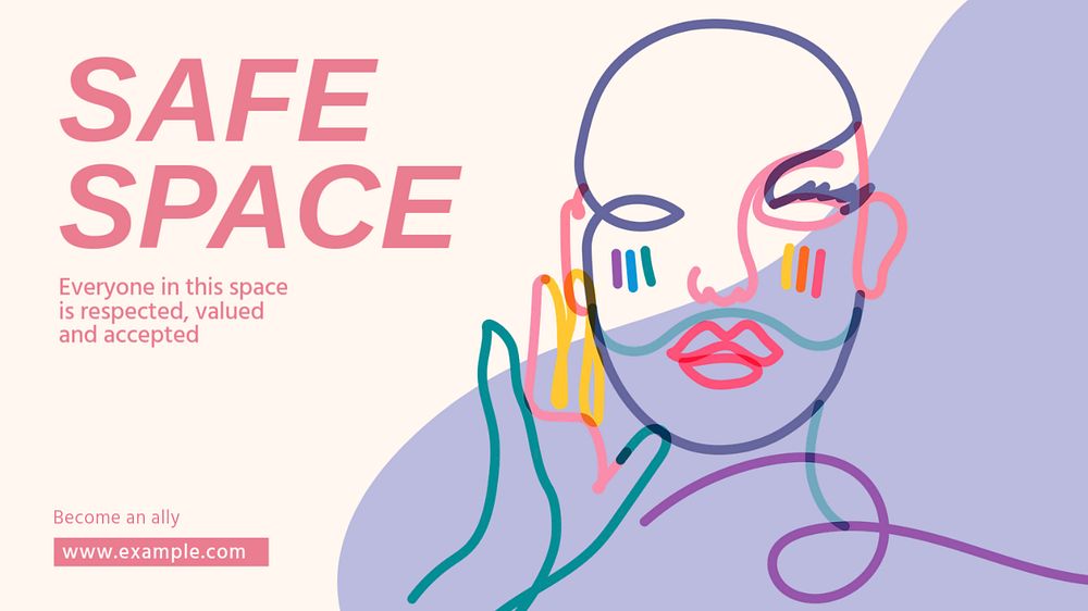 Safe space blog banner template, editable design & text