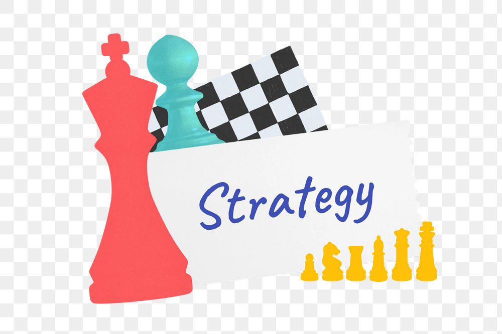 Strategy word element, editable chess piece collage design