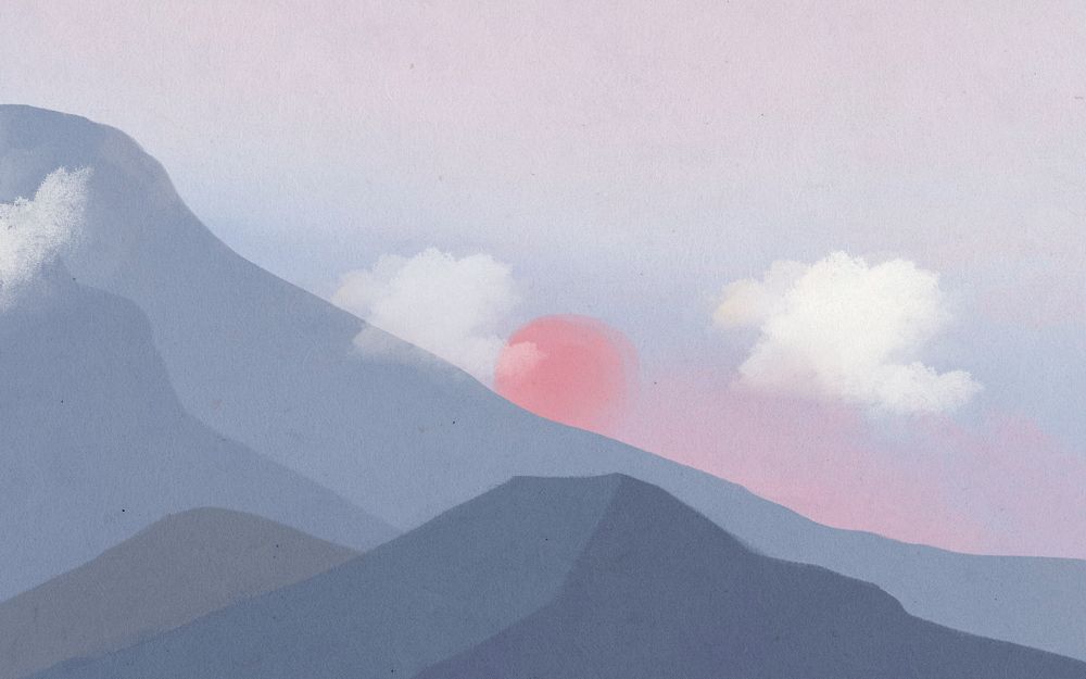 Mountain sunset view background, aesthetic nature illustration, editable design