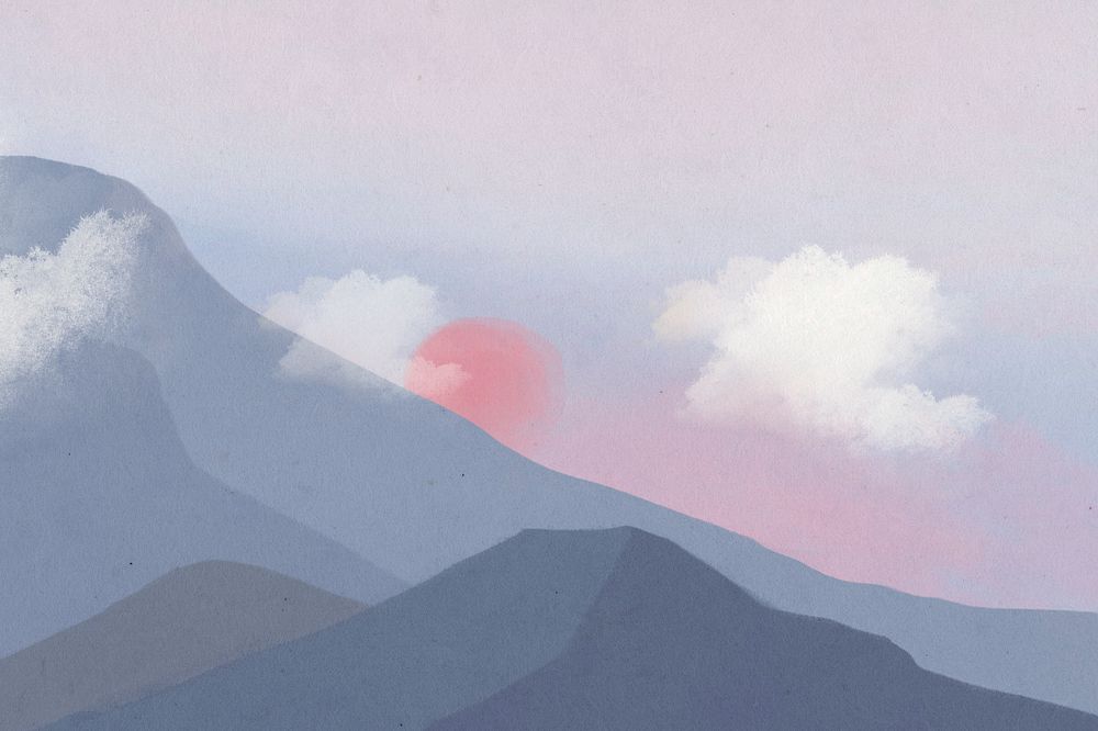 Mountain sunset view background, aesthetic nature illustration, editable design