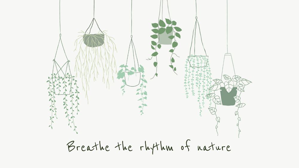 Houseplants aesthetic quote desktop wallpaper template, editable design