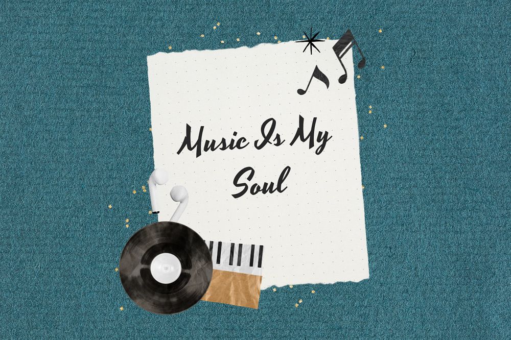 Music quote, editable vinyl record collage design