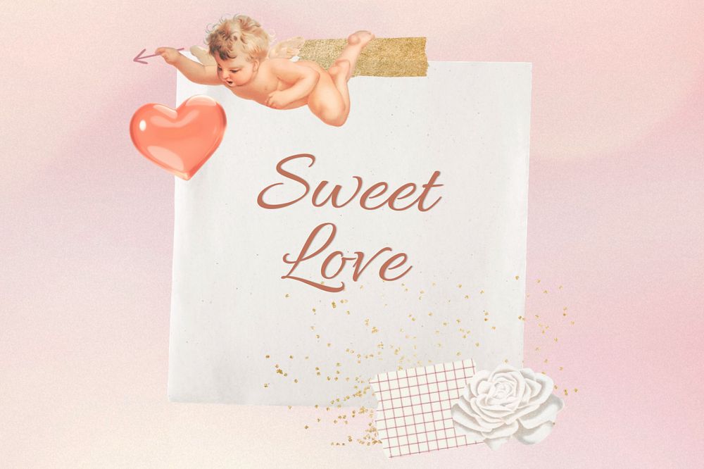 Editable Valentine's notepaper, sweet love words collage design